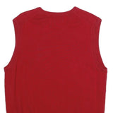 CHAPS Mens Red Plain Cotton Sleeveless V-Neck Jumper M Vest Casual Classic