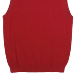 CHAPS Mens Red Plain Cotton Sleeveless V-Neck Jumper M Vest Casual Classic