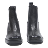 H&M Womens Black Chelsea Boots Leather UK 5 Stylish Textured Pattern Heel