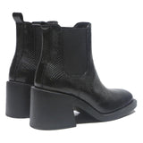 H&M Womens Black Chelsea Boots Leather UK 5 Stylish Textured Pattern Heel