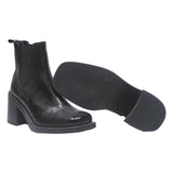 H&M Womens Black Chelsea Boots Leather UK 5 Stylish Textured Pattern Heel