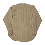 Armani Exchange Striped Collarless Shirt - Small Beige Cotton