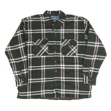 BTC Mens Green & White Check Shirt XL Cotton Blend Classic Button-Up