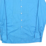 TEAGAL Mens Blue Plain Shirt L Long Sleeve Button Collar Classic Fit