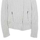 DIESEL Womens White Slim Cotton Jacket S Woven Zip Collar Stylish Lightweight