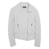 DIESEL Womens White Slim Cotton Jacket S Woven Zip Collar Stylish Lightweight