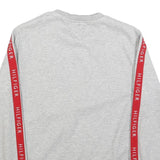 TOMMY HILFIGER Mens Grey Crew Neck M Cotton Sweatshirt with Branded Sleeve Tape