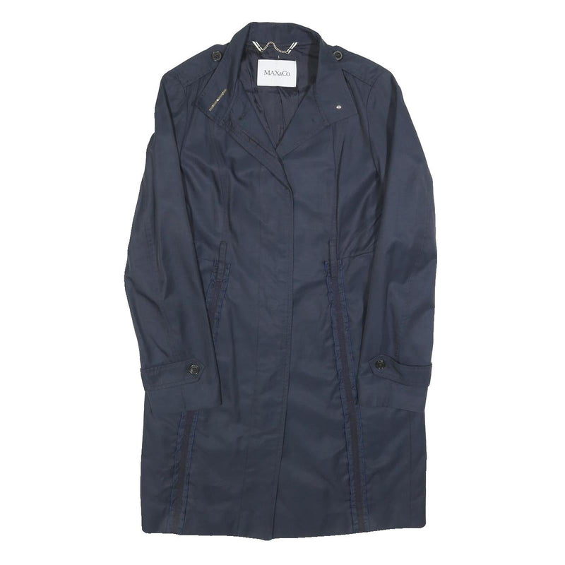 MAX&CO Womens Navy Blue Coat Jacket UK 10 Cotton Blend Plain Button Closure