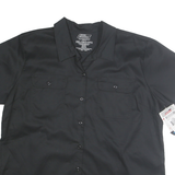 DICKIES Womens Black Work Shirt 2XL Cotton Blend Short Sleeve Button Front