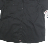 DICKIES Womens Black Work Shirt 2XL Cotton Blend Short Sleeve Button Front
