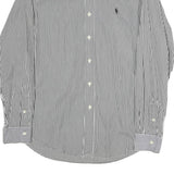 RALPH LAUREN Mens Blue & White Striped Shirt M Classic Cotton Long Sleeve Button