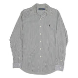 RALPH LAUREN Mens Blue & White Striped Shirt M Classic Cotton Long Sleeve Button