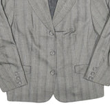 Mens Grey Pinstripe Button Jacket L Polyester Blend Classic Tailored