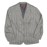 Mens Grey Pinstripe Button Jacket L Polyester Blend Classic Tailored