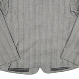 Mens Grey Pinstripe Button Jacket L Polyester Blend Classic Tailored