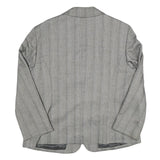 Mens Grey Pinstripe Button Jacket L Polyester Blend Classic Tailored
