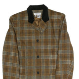 CHAUS Womens Brown & White Checked Classic Jacket S Polyester Blend Button