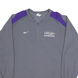 NIKE Mens Grey & Purple Baseball Track Jacket S Polyester Blend Zip Lightweight