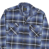 JACHS Mens Blue & Black Check Flannel Shirt XL Classic Cotton Blend Casual
