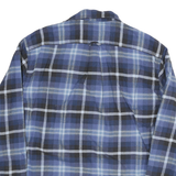 JACHS Mens Blue & Black Check Flannel Shirt XL Classic Cotton Blend Casual