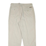 TIMBERLAND Mens Beige Cotton Blend Relaxed Leg Trousers W33 L31 Zip Closure