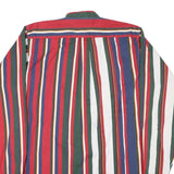 COTTON CLUB Mens Red Green Blue Striped Shirt L Button-Down Long Sleeve Cotton