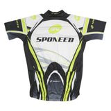 SPONEED Mens White & Black Cycling T-Shirt 2XL Short Sleeve Zip Neck Performance