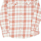 WRANGLER Womens White & Orange Check Shirt S Cotton Blend Button Long Sleeve