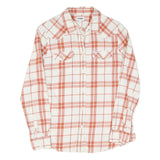WRANGLER Womens White & Orange Check Shirt S Cotton Blend Button Long Sleeve