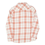 WRANGLER Womens White & Orange Check Shirt S Cotton Blend Button Long Sleeve