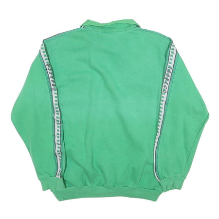 WAM Mens Green Sweatshirt Collared L Cotton Blend Pullover Casual Pocket Ribbed