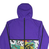 Womens Purple Zip Hooded Windbreaker Jacket L Polyester Blend Colourblock Hooded