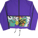 Womens Purple Zip Hooded Windbreaker Jacket L Polyester Blend Colourblock Hooded