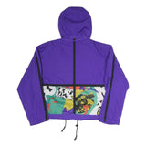 Womens Purple Zip Hooded Windbreaker Jacket L Polyester Blend Colourblock Hooded