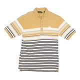 TIMBERLAND Mens Yellow & White Striped Short Sleeve Polo Shirt M Casual Cotton