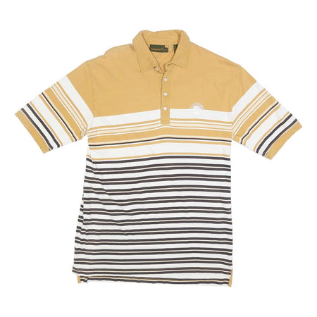 TIMBERLAND Mens Yellow & White Striped Short Sleeve Polo Shirt M Casual Cotton
