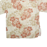 PURITAN Mens Beige & Brown Floral Hawaiian Shirt M Cotton Beach Vacation