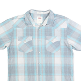 LEVI'S Mens Blue & Grey Plaid Short Sleeve Shirt M Casual Cotton Blend