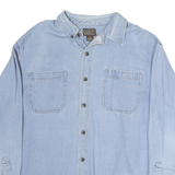 SCHMIDT Mens Blue Cotton Shirt XL Button Down Collar Casual Workwear