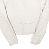 CLOCKHOUSE Womens White & Silver Faux Leather Biker Jacket UK 12 Zip Plain