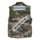 Mens Green Camouflage Camouflage Military Cotton Blend Button Jacket M