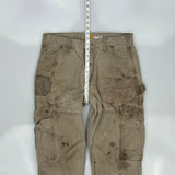 Carhartt Double Knee Cargo Trousers - 33W 34L Khaki Cotton
