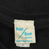 Single Stitch Paint Brush Graphic T-Shirt - 3XL Black Cotton