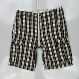 American Eagle Checked Cargo Shorts - 34W 10L Black & White Cotton