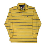 Tommy Hilfiger Striped Long Sleeve Polo Shirt - Small Yellow Cotton