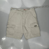 Relaxed Fit Wrangler Cargo Shorts - 32W 10L Beige Cotton