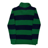 Polo By Ralph Lauren Striped 1/4 Zip - Medium Green Cotton