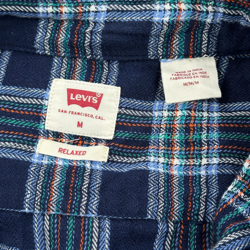 Levis Checked Flannel Shirt - Medium Blue Cotton