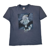Catch The Wind Anvil Single Stitch T-Shirt - Large Blue Cotton