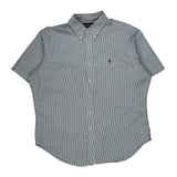 Ralph Lauren Striped Short Sleeve Shirt - XL Blue Cotton